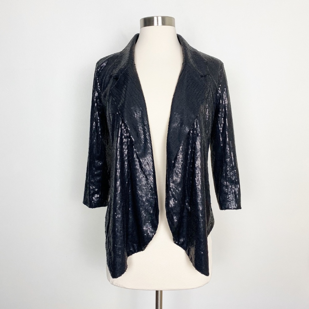 NWT 5/48 for Saks Fifth Ave Black Sequin Blazer